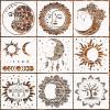 imageZubebe 9 Pieces Mandala Sun and Moon Wall Stencil 11 x 11 Inches Moon Sun Flower Mandala Tile Stencils Reusable Painting Templates with Metal Open Ring for DIY Scrapbooks Wood Home Painting