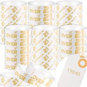 image600 Pack Over 21 Age Verified Wristbands for Events with Security Number Waterproof Neon Verified Wristband for Bar KTV Casino Bachelorette Party Concert Occasion Entrance White GoldWhite  Gold