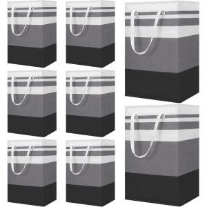 image8 Pcs 75 L Large Laundry Basket Organizer bulk Collapsible Tall Waterproof Laundry Hamper Bag with Easy Carry Handles Freestanding Clothes Hamper Storage Basket for Toys Clothes Room Gradient Grey