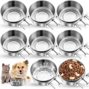 image8 Pcs Hanging Dog Spill Crate Water Kennel Bowl Bulk Mountable Stainless Steel with Clamp Attach Holder Non Spill Metal Feeder Food Dishes for Cat Bird Animal Pet472 x 197 Inch63 x 236 Inch