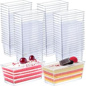 imageZubebe 100 Pack 8 Oz Square Plastic Cups Appetizer Dessert Cups Clear Plastic Disposable Small Tumbler for Ice Cream Fruit Puddings Desserts Appetizers Wedding Party Catering Supplies200