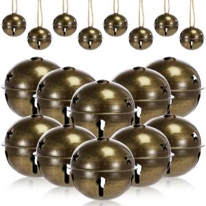 imageZubebe 12 Pcs Christmas Bells Jingle Bells Large 25 Inch Star Cutout Ornament for Crafts Christmas Tree Decor Gift Wrapping Matte RedGreenGoldSilverBronze