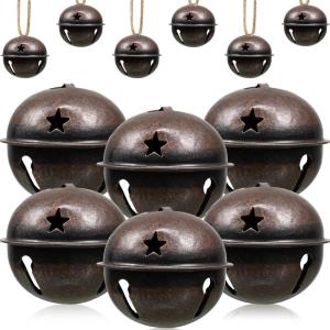 imageZubebe 12 Pcs Christmas Bells Jingle Bells Large 25 Inch Star Cutout Ornament for Crafts Christmas Tree Decor Gift Wrapping Matte RedGreenGoldSilverRed Bronze