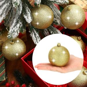 imageZubebe 12 Pieces Large Christmas Ornaments Balls Glitter Snowball Ornaments for Christmas Tree Hanging Shatterproof Plastic Balls for Xmas Holiday Wedding Party DecorationsWhiteGold