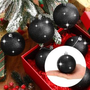 imageZubebe 12 Pieces Large Christmas Ornaments Balls Glitter Snowball Ornaments for Christmas Tree Hanging Shatterproof Plastic Balls for Xmas Holiday Wedding Party DecorationsWhiteBlack