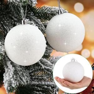 imageZubebe 12 Pieces Large Christmas Ornaments Balls Glitter Snowball Ornaments for Christmas Tree Hanging Shatterproof Plastic Balls for Xmas Holiday Wedding Party DecorationsWhiteWhite