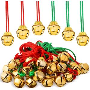 imageZubebe 120 Pieces Christmas Jingle Bell Necklaces Bulk Large Red and Green Bell Necklaces Holiday Christmas Necklace Decorations for Women Craft Gifts Party SuppliesRed and Green Lanyards