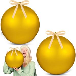 imageZubebe 2 Pcs 8quot Extra Large Size Christmas Hanging Ball Ornaments Oversized Huge Big Xmas Christmas Plastic Balls for Outside Lawn Yard Tree Hanging DecorationsGlitter BlackMatte Gold