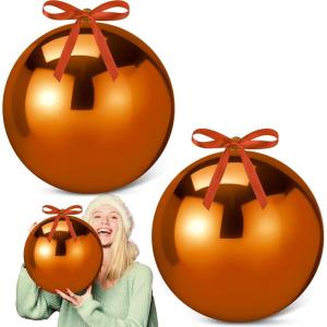 imageZubebe 2 Pcs 8quot Extra Large Size Christmas Hanging Ball Ornaments Oversized Huge Big Xmas Christmas Plastic Balls for Outside Lawn Yard Tree Hanging DecorationsMatte PurpleShiny Orange