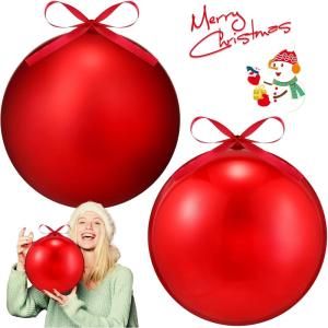 imageZubebe 2 Pcs 8quot Extra Large Size Christmas Hanging Ball Ornaments Oversized Huge Big Xmas Christmas Plastic Balls for Outside Lawn Yard Tree Hanging DecorationsMatte PurpleMatte Red  Shiny Red