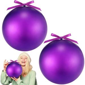 imageZubebe 2 Pcs 8quot Extra Large Size Christmas Hanging Ball Ornaments Oversized Huge Big Xmas Christmas Plastic Balls for Outside Lawn Yard Tree Hanging DecorationsMatte PurpleMatte Purple