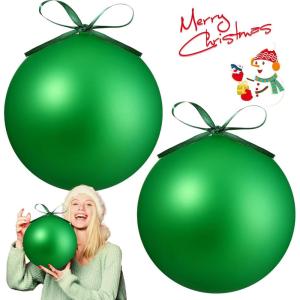 imageZubebe 2 Pcs 8quot Extra Large Size Christmas Hanging Ball Ornaments Oversized Huge Big Xmas Christmas Plastic Balls for Outside Lawn Yard Tree Hanging DecorationsGlitter BlackMatte Green