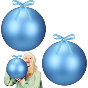 imageZubebe 2 Pcs 8quot Extra Large Size Christmas Hanging Ball Ornaments Oversized Huge Big Xmas Christmas Plastic Balls for Outside Lawn Yard Tree Hanging DecorationsMatte PurpleMatte Light Blue