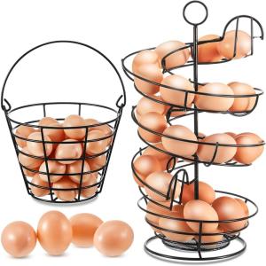 imageZubebe 2 Pcs Egg Basket Storage Spiral Fresh Egg Collecting Holder Countertop Metal Wire Rack Functional Dispenser for Kitchen Display94handle Style146