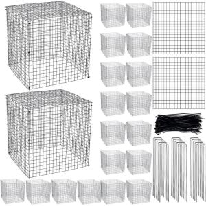 imageZubebe 20 Pack Small Wire Plant Protectors Square Plant Protectors from Animals Mesh Cage Chicken Wire Cloche for Shrubs and Vegetables with Ground Stakes and Nylon Ties 12 x 12 Inch