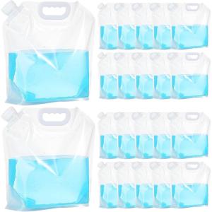 imageZubebe 20 Pcs x 13 Gallon Collapsible Water Emergency Container Bag 26 Gallon Freezable BPA Free Food Grade Clear Plastic Storage Foldable Bottle for Camping Riding