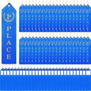 imageZubebe 200 Pcs 1st Place Award Ribbons First Place Ribbon Award Blue First Place Prizes with Event Card and String for Competition Contest Sports Event Adults Winner Supplies