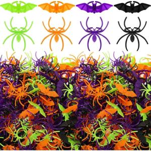 imageZubebe 200 Piece Spider ampamp Bat Rings  Plastic Halloween Decoration ampamp Party FavorsMulticolor