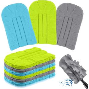 imageZubebe 3 Pcs Duster Refill Reusable Fleece Duster Refills Feather Flat Dusters Multi Surface Washable Cleaning Pads Tools for Home Blinds Car Pet Furniture Fans WhiteBlueYellowBlue green grey