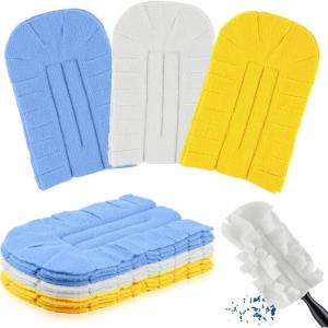 imageZubebe 3 Pcs Duster Refill Reusable Fleece Duster Refills Feather Flat Dusters Multi Surface Washable Cleaning Pads Tools for Home Blinds Car Pet Furniture Fans WhiteBlueYellowWhite blue yellow