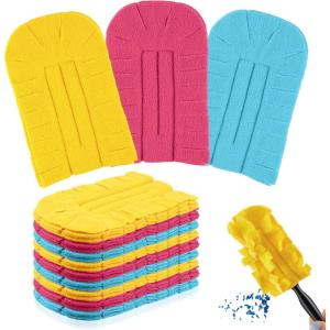 imageZubebe 3 Pcs Duster Refill Reusable Fleece Duster Refills Feather Flat Dusters Multi Surface Washable Cleaning Pads Tools for Home Blinds Car Pet Furniture Fans WhiteBlueYellowWatermelon Red blue yellow