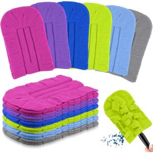 imageZubebe 3 Pcs Duster Refill Reusable Fleece Duster Refills Feather Flat Dusters Multi Surface Washable Cleaning Pads Tools for Home Blinds Car Pet Furniture Fans WhiteBlueYellowElegant Color