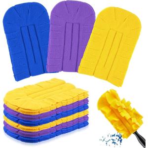 imageZubebe 3 Pcs Duster Refill Reusable Fleece Duster Refills Feather Flat Dusters Multi Surface Washable Cleaning Pads Tools for Home Blinds Car Pet Furniture Fans WhiteBlueYellowBlue yellow purple