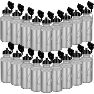 imageZubebe 36 Pcs Sport Water Bottles Bulk 21 oz Squeeze Reusable Bpafree Plastic Water Bottle with Nylon Strap Leak Proof Blank DIY Cup for Travel Hiking Cycling Sport Event Team GiftSilver Gray
