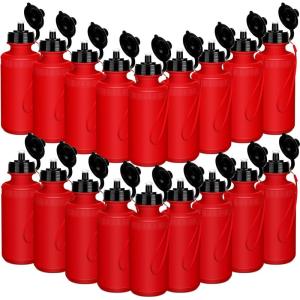 imageZubebe 36 Pcs Sport Water Bottles Bulk 21 oz Squeeze Reusable Bpafree Plastic Water Bottle with Nylon Strap Leak Proof Blank DIY Cup for Travel Hiking Cycling Sport Event Team GiftRed