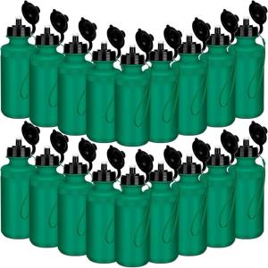 imageZubebe 36 Pcs Sport Water Bottles Bulk 21 oz Squeeze Reusable Bpafree Plastic Water Bottle with Nylon Strap Leak Proof Blank DIY Cup for Travel Hiking Cycling Sport Event Team GiftDark Green