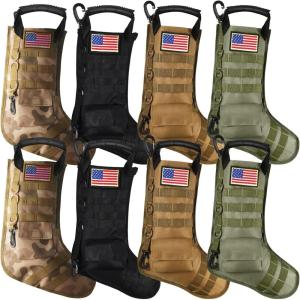 imageZubebe 4 Pcs Tactical Christmas Stockings Patriotic Tactical Stockings Military Hanging Christmas Decorations with America Flag Patch for Xmas Army Veteran Gift Stuffers Filled Ornaments Decors