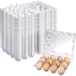 imageZubebe 400 Pcs Plastic Egg Cartons Clear Egg Cartons Bulk Blank Tray for Chicken Farm Business Market Home Refrigerator Storage
