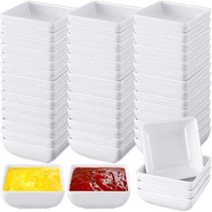 imageZubebe 50 Pcs Melamine Dipping Bowls Bulk 3 oz White Soy Sauce Serving Dishes Cups Condiment Dipping Bowls for Kitchen Restaurant Catering Camping BBQ Party