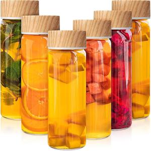 imageZubebe 6 Pack Glass Bottle with Lids 16 oz Wide Mouth Juice Milk Drinking Glass Bottles Reusable Airtight Juicing Cups Leak Proof Water Jar for Juicing Tea Milk Beverage Storage