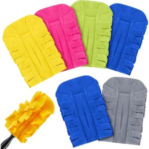 imageZubebe 6 Pcs Duster Refill Reusable Fleece Duster Refills Feather Flat Dusters Multi Surface Washable Cleaning Pads Tools for Home Blinds Car Pet Furniture Fans OrangeBright Color