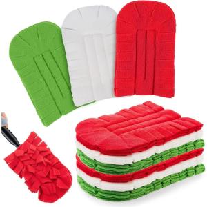 imageZubebe 6 Pcs Duster Refill Reusable Fleece Duster Refills Feather Flat Dusters Multi Surface Washable Cleaning Pads Tools for Home Blinds Car Pet Furniture Fans OrangeRed white green