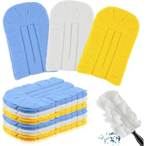 imageZubebe 6 Pcs Duster Refill Reusable Fleece Duster Refills Feather Flat Dusters Multi Surface Washable Cleaning Pads Tools for Home Blinds Car Pet Furniture Fans OrangeSkyblue yellow white