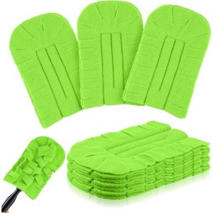 imageZubebe 6 Pcs Duster Refill Reusable Fleece Duster Refills Feather Flat Dusters Multi Surface Washable Cleaning Pads Tools for Home Blinds Car Pet Furniture Fans OrangeOlive Green