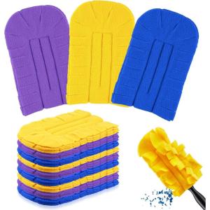 imageZubebe 6 Pcs Duster Refill Reusable Fleece Duster Refills Feather Flat Dusters Multi Surface Washable Cleaning Pads Tools for Home Blinds Car Pet Furniture Fans OrangePurple  Blue  Yellow