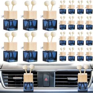 imageZubebe 60 Pcs Car Diffuser Bottles Empty Bulk Vent Clip Car Air Freshener Diffuser for Essential Oil Perfume Glass Bottle with Wooden Caps Stick Fragrance Ornament ClearBlack
