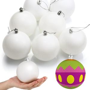 imageZubebe Christmas Large Blank White Ball Ornaments 315 Inch DIY Christmas Balls White Hanging Ornaments DIY Craft Activities for Tree Gift BoxMatte White24 PcsMatte White