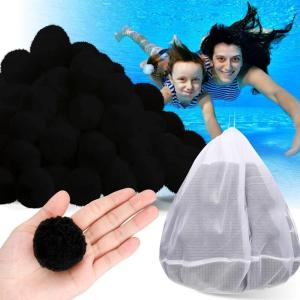 imageZubebe Pool Filter Media Balls Fiber Filter Media for Swimming Pool Sand Filters and Bath Center Bathtubs Spas Aquarium and Grime Cleaning Scum 77 lbs WhiteBlack