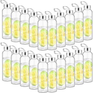 imageZubebe Reusable Clear Water Bottles Bulk with Stainless Steel Leak Proof Lids Acrylic Sports Bottles with Nylon Carrying Strap for Party Gift Water Milk Smoothie Juice Beverage14 oz