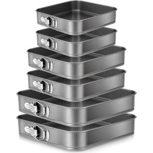 imageZubebe Springform Cake Pan Square Non Stick Baking Pan 95 102 11 Inch Set of 6 Leakproof Square Baking with Removable Bottom Cake Mold for Cheesecake Wedding 3 Sizes