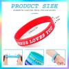 imageZubebe 100 Pcs Jesus Loves You Silicone Wristbands Rubber Bracelets Colorful Jesus Loves You Bracelet Christian Rubber Wristbands Inspirational for Teens Adult Women Men Party NoveltyMulticolorMixed Colors