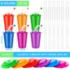 imageZubebe 48 Pcs Neon Straws Cups 12 oz Colorful Neon Cups with Sipper and Lids Plastic Favor Reusable Straw for Birthday Party Events Supplies 6 Colors18