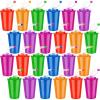 imageZubebe 48 Pcs Neon Straws Cups 12 oz Colorful Neon Cups with Sipper and Lids Plastic Favor Reusable Straw for Birthday Party Events Supplies 6 Colors24