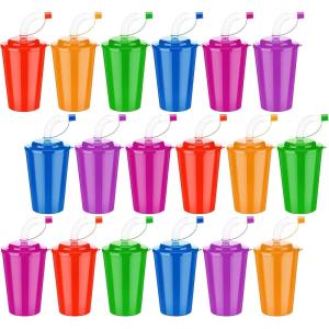 imageZubebe 48 Pcs Neon Straws Cups 12 oz Colorful Neon Cups with Sipper and Lids Plastic Favor Reusable Straw for Birthday Party Events Supplies 6 Colors18