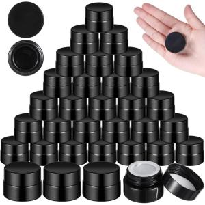 image50 Pcs 5 ml Thick Glass Jars with Lid Black UV Protection Glass Bottle Cosmetic Containers Reusable 5g Jars for Lotion Lip Balm Makeup Wax Cosmetics Powder Supplies