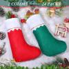 imageZubebe 24 Pcs Felt Christmas Stockings 15 Inch Party Favors Stockings Xmas Decoration Stockings Rustic Christmas Santa Stockings for Christmas Holidays Home DecorationsRedRed  Green